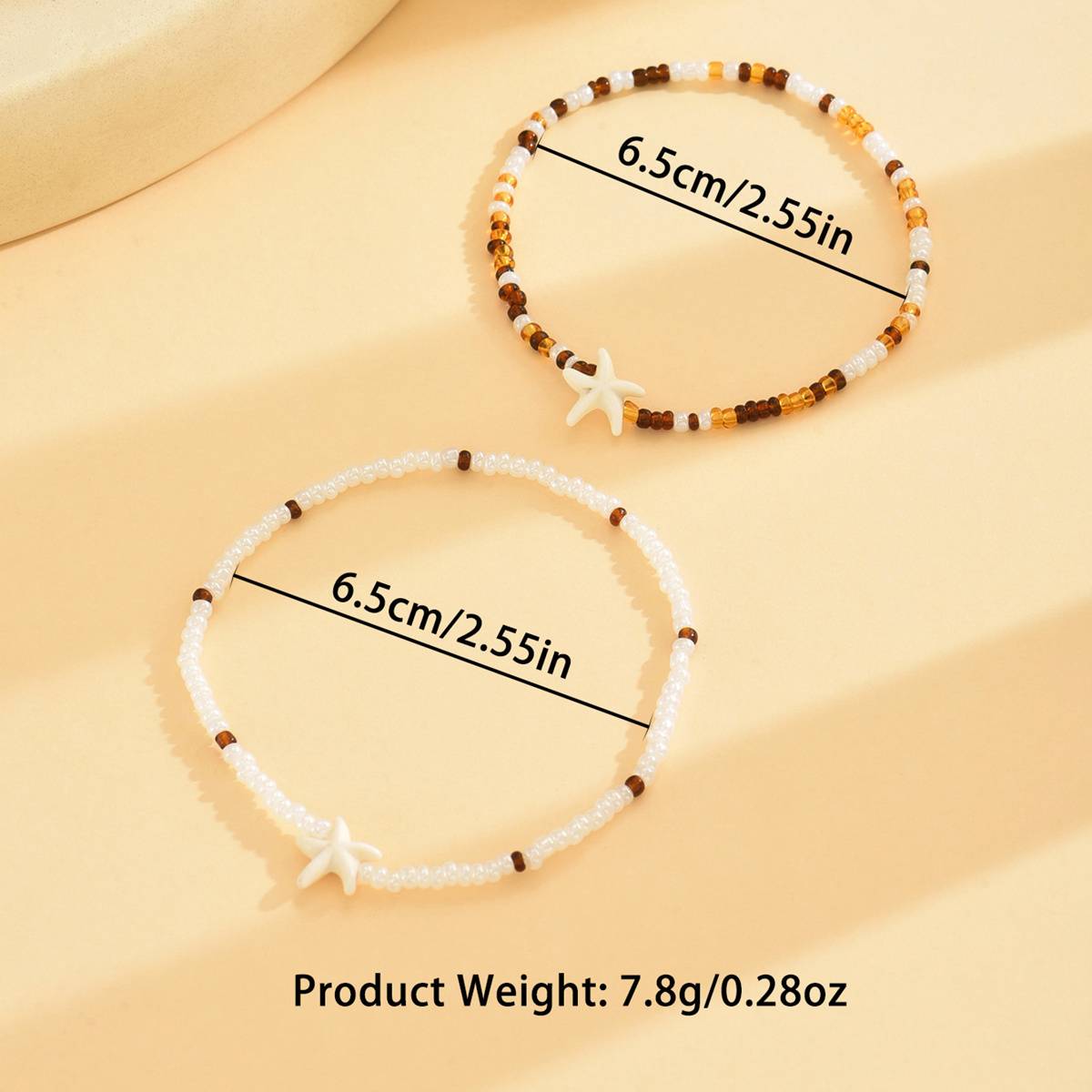 2pc Women's Summer Bohemian Seed Bead Bracelet Set